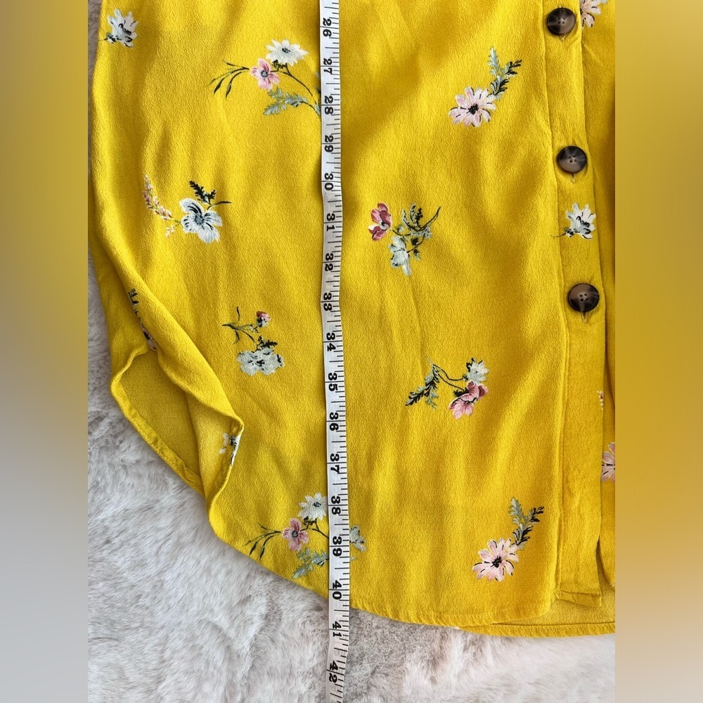 LOFT Floral Pattern Button Down Dress in Yellow Size Small - Picture 9 of 9